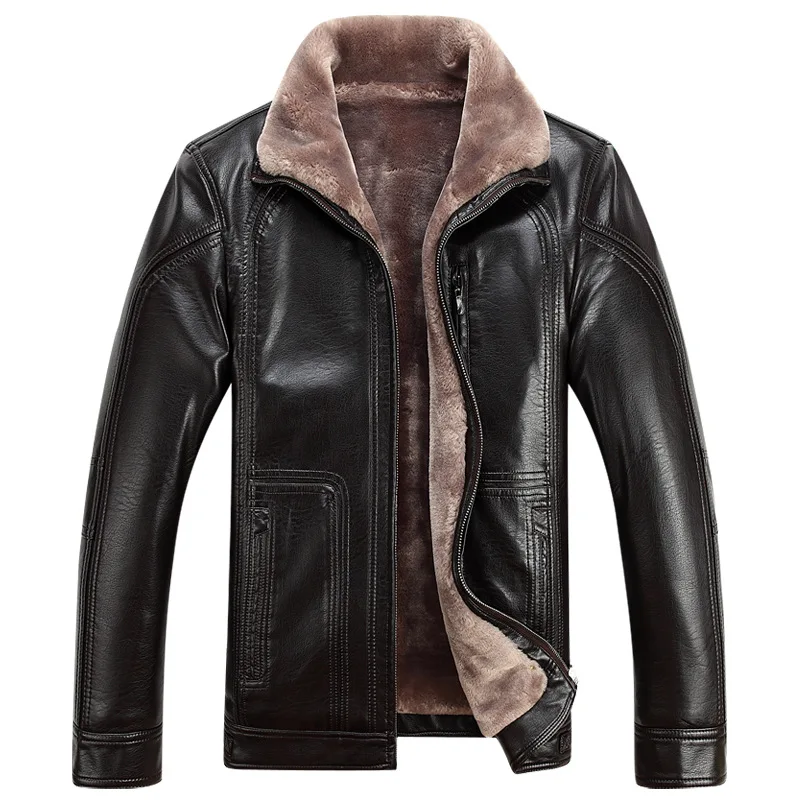 Donice Factory Price  New Style Brown sheep Leather and faux fur Jacket Men