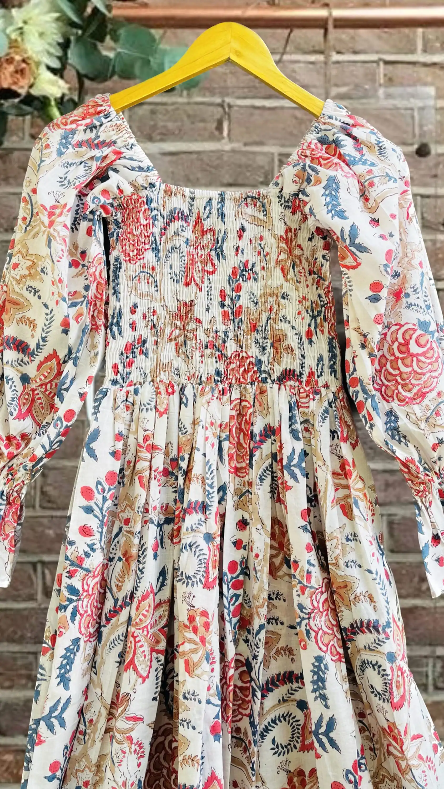 Pink Block Printed Tiered Dress with Lace 100% cotton fabric both causal and formal wear 3/4 sleeves at wholesale rate