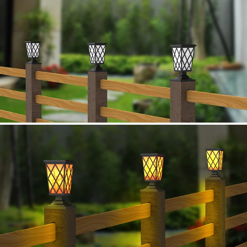 Solar Pillar Lamp Solar Solar LED Post Lights Outdoor Column Headlight Pillar Fence Solar Decorative Light