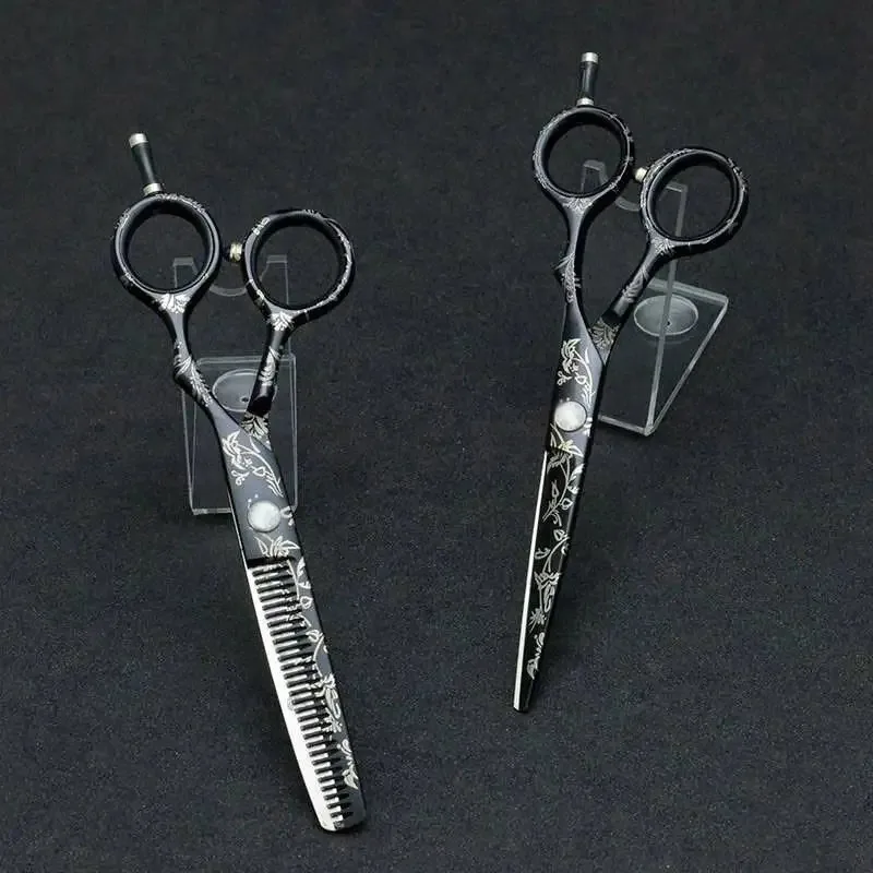 Top Best 6' High Quality Barber Scissors Unique Paper Print Design for Hair Dressing and Eyelash Tweezers Beauty Type