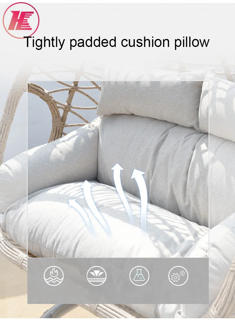 Two Seat Comfortable Swing Rattan Hanging Egg Chair Hammock Double Garden Chair With Stand