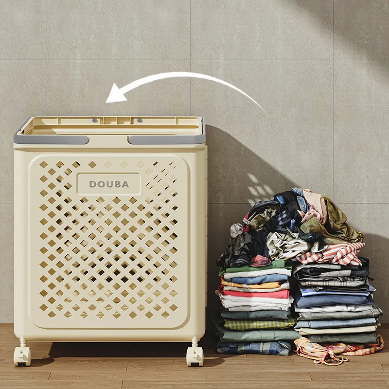 Foldable household bathroom large capacity laundry basket cart dirty clothes basket