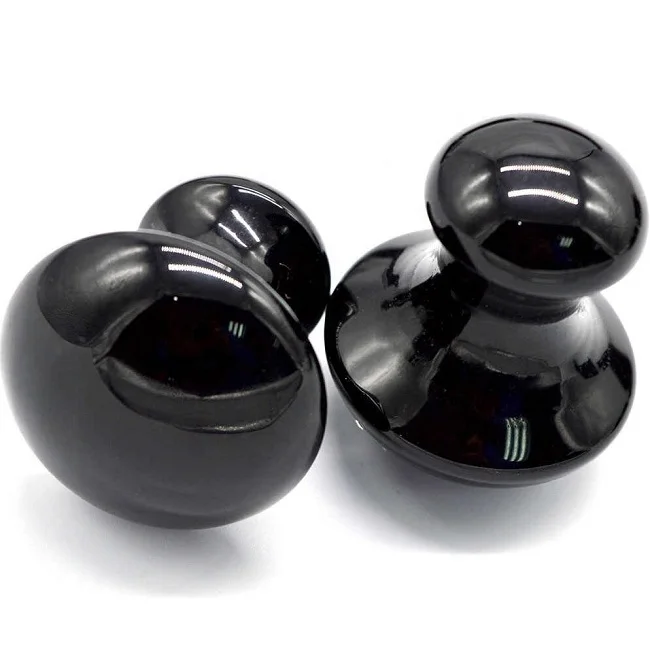 stone Mushroom Black Agate Natural crystal Scraping Body Massage Tool Facial Natural gemstone mushroom Wholesale Stone