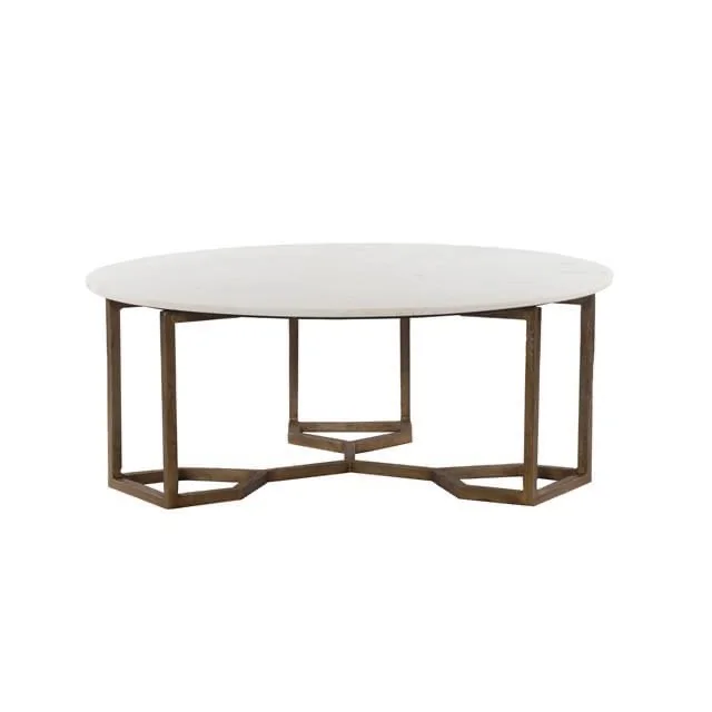 Artificial marble round modern life decorative surface coffee table dining table with metal frame sofa center And Coffee table