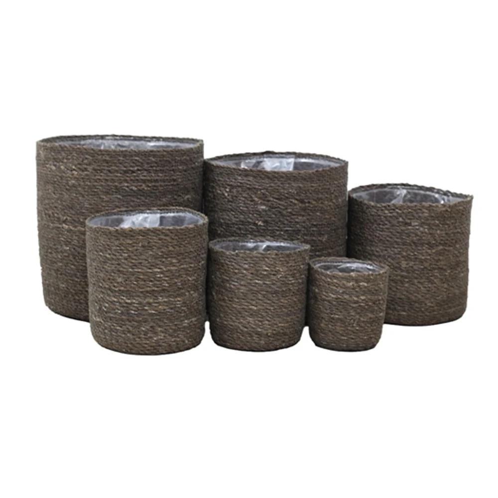 Decorative Handmade seagrass flower basket for home decoration luxury gold wedding by wholesale price