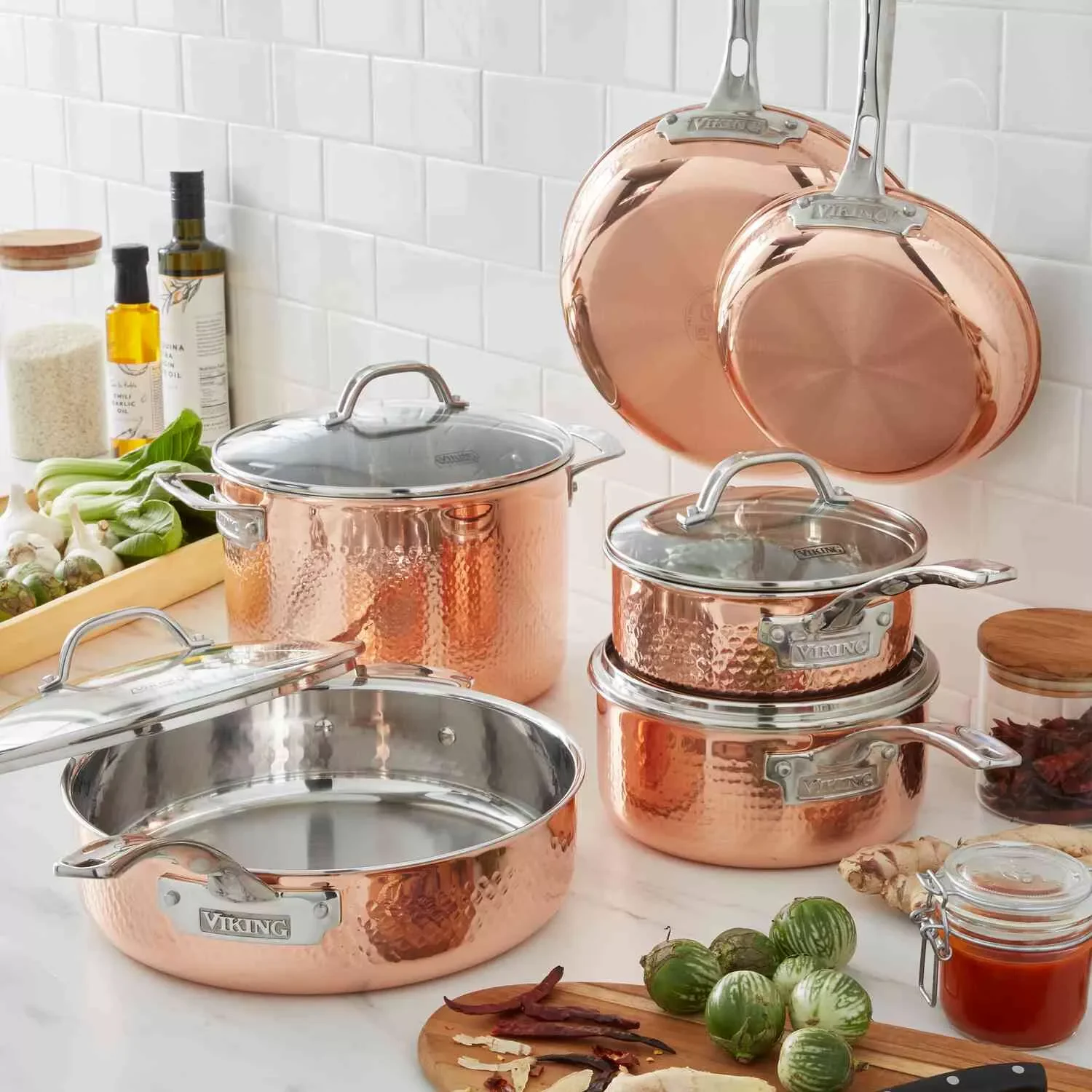 10Piece Steel Hammered Copper  Home Kitchen Cookware Dutch Oven Soup Milk Steak Frying Pot Copper Cooking Pot Pan Cookware Sets
