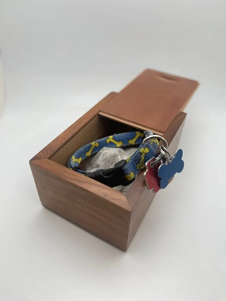 Pet Urn for Ashes Keepsake Carved Rosewood Box Pet Urn in Natural Reddish-Brown Color