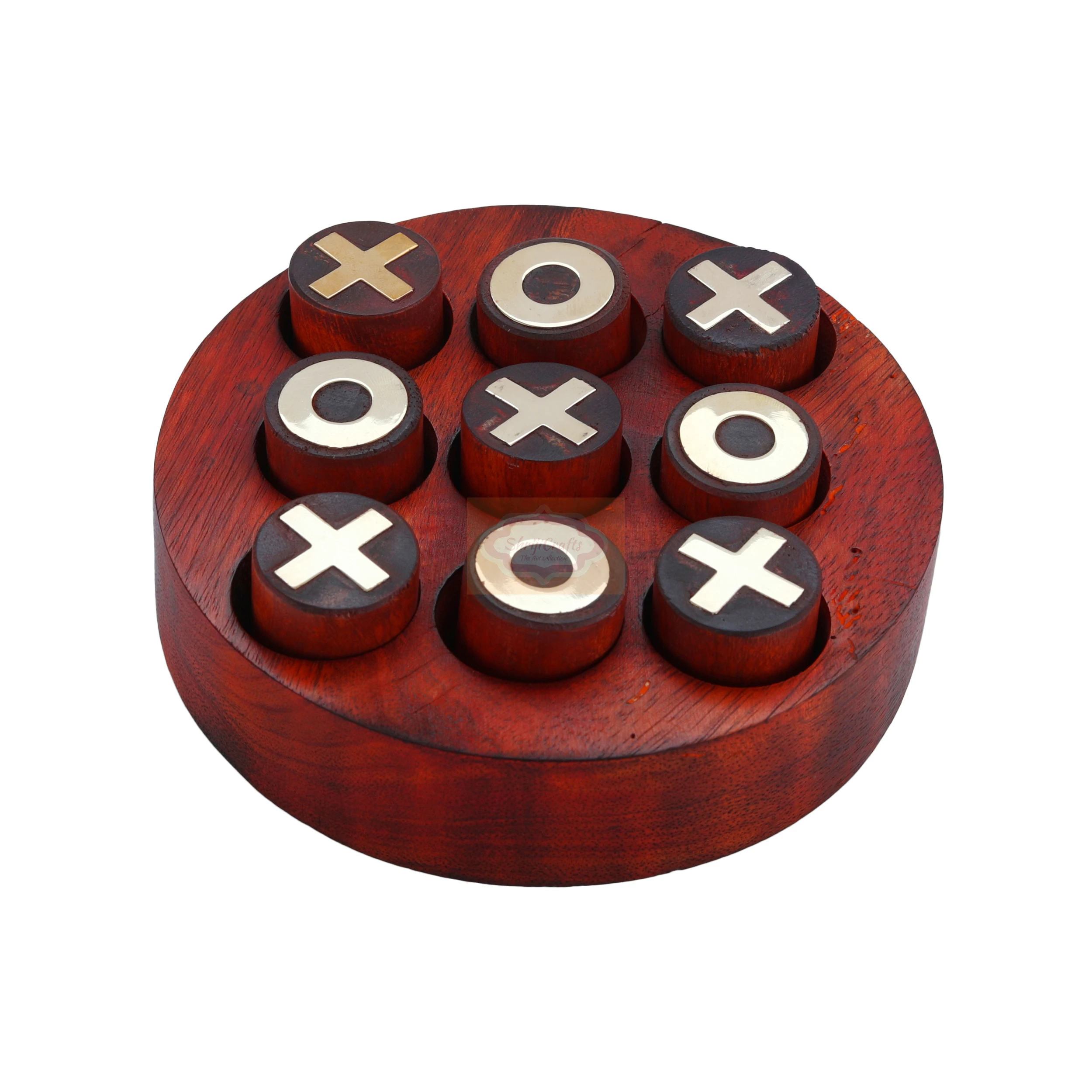 Shriji Crafts Elegant Wooden Puzzle Box Handcrafted Wooden Tic-Tac-Toe Game Set Classic Family Fun Premium Brain Teasers Set