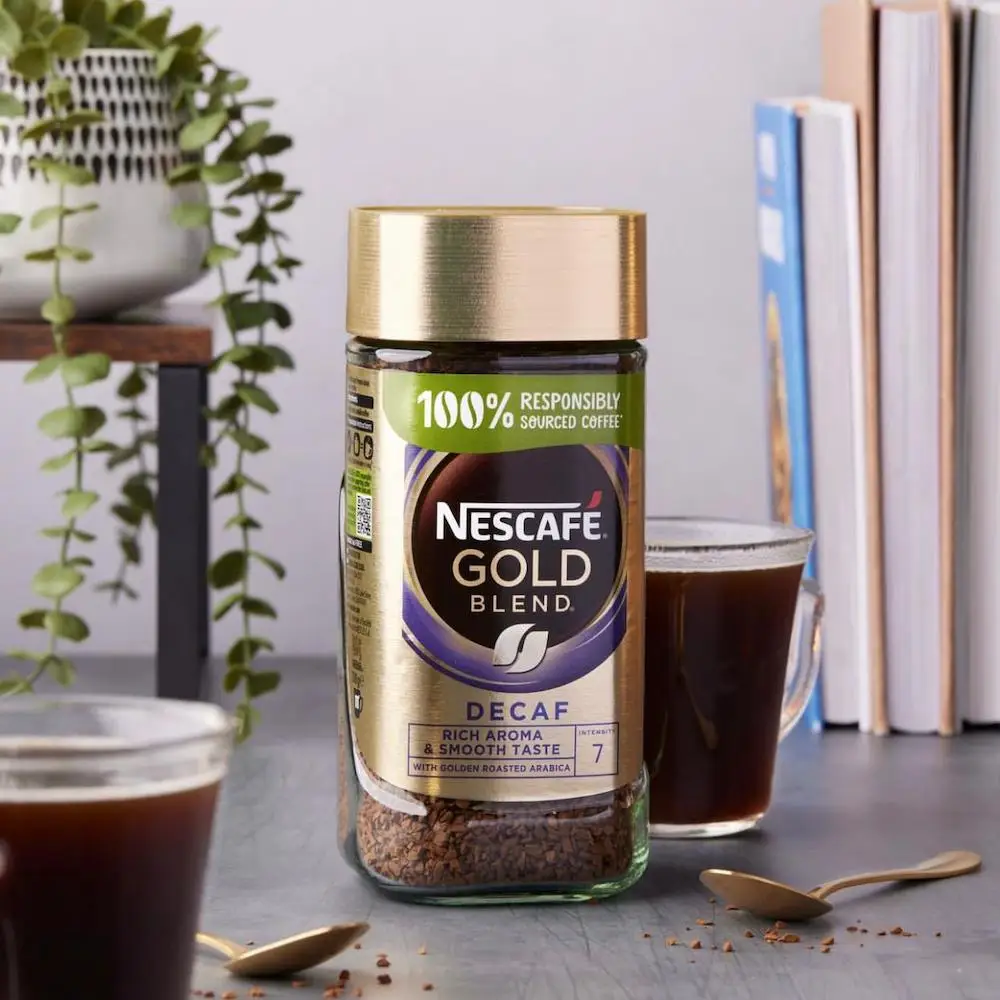 NESCAF Золотая смесь без кофеина с богатым ароматом и гладким вкусом 100% кофе из ответственных источников золотистой жареной арабикой 200 г