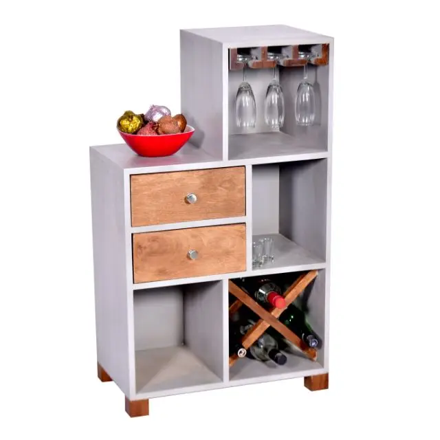 Home Living Room Cabinet Corner Bar Wooden Wine Rack Cabinet Unit Liquor Alcohol Bar Cabinet