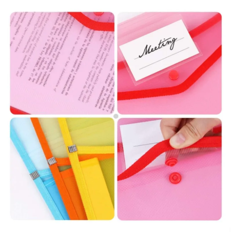Office Home School Plastic File Folders Snap Button Expandable Envelope Folder Closure Durable Waterproof Folders