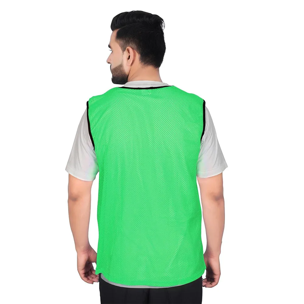 Custom Cricket Training Bibs For Sale Men Green Mesh Soccer Training Vests For Sale Double Side Training Vests