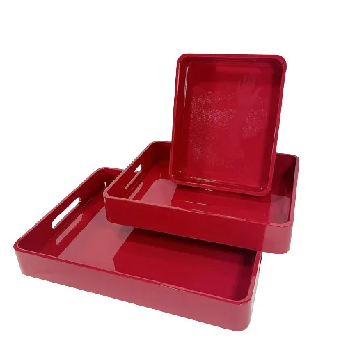 Premium Luxury Lacquer Items Customized Design MDF Wooden Scalloped LACQUER TRAY With High Glossy Finish Serving decor