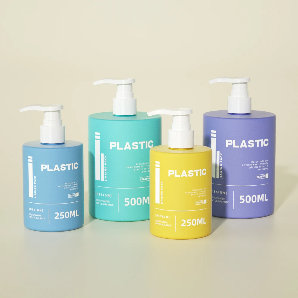 Custom luxury matte black frosted plastic gold lotion pump bottle 250ml 500ml shampoo bottles for body wash packaging