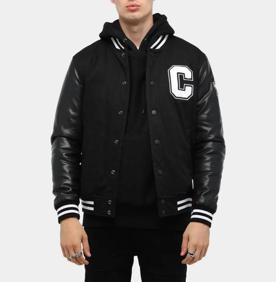 Wholesale plain men or women custom black baseball Letterman Mens Jacket