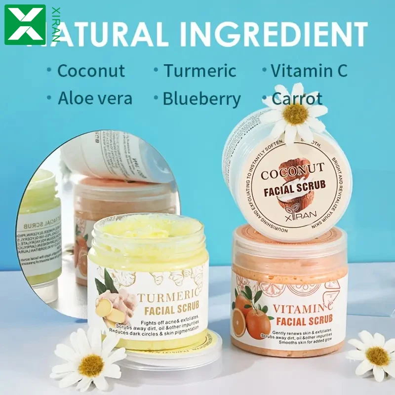Custom Body Care Deep Cleansing Turmeric Facial Scrub Organic Body Scrub Vitamin C Whitening Exfoliating Turmeric Face Scrub