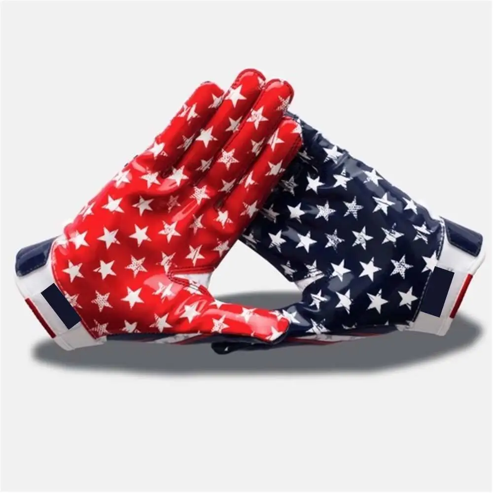 Top Custom Design Grip Football Receiver Gloves American Football Gloves Supplier Fashionable For Men With Custom Logo