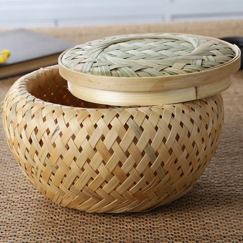 SISU Handicraft ECO-friendly Handmade Storage Round Basket/ Bamboo homewares/ Handmade Tablewares made in Viet Nam