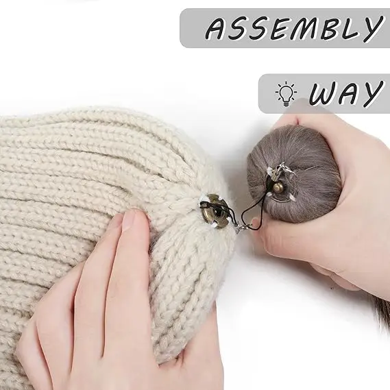 Crochet Hat Slouchy Beanies with Pompom Warm Fuzzy Snow Cap Trapper Hat for Women