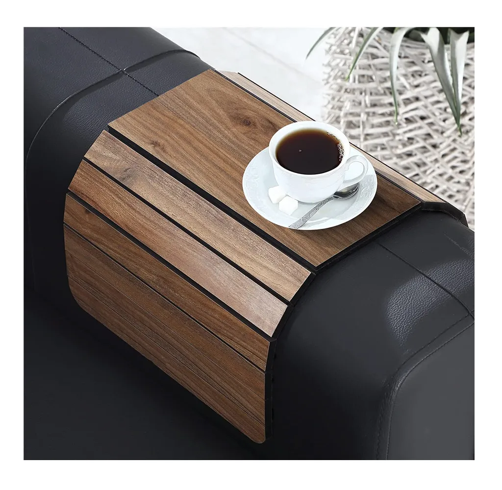 Eco-friendly Bamboo Wood Sofa Arm Tray for Couch Flexible Sofa Tray Couch arm Table Perfect for Drinks Snacks Remote