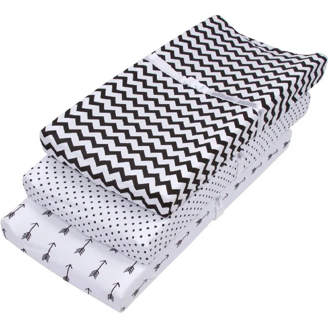 High Quality Handmade Cotton Baby Changing Pad Cover Bamboo Bassinet Sheets Cute Geometric Design Printed Changing Pad Sheet