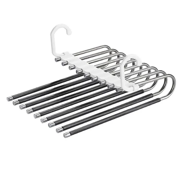 Multi functional metal folding stainless steel magic folding pants rack hanger