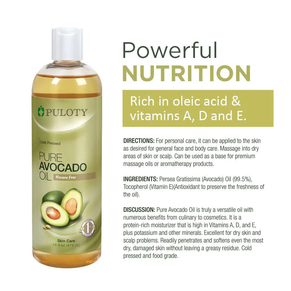 Bulk Avocado Body oils Manufacturer Wholesale Organic Avocado oil 100% Pure for Skin