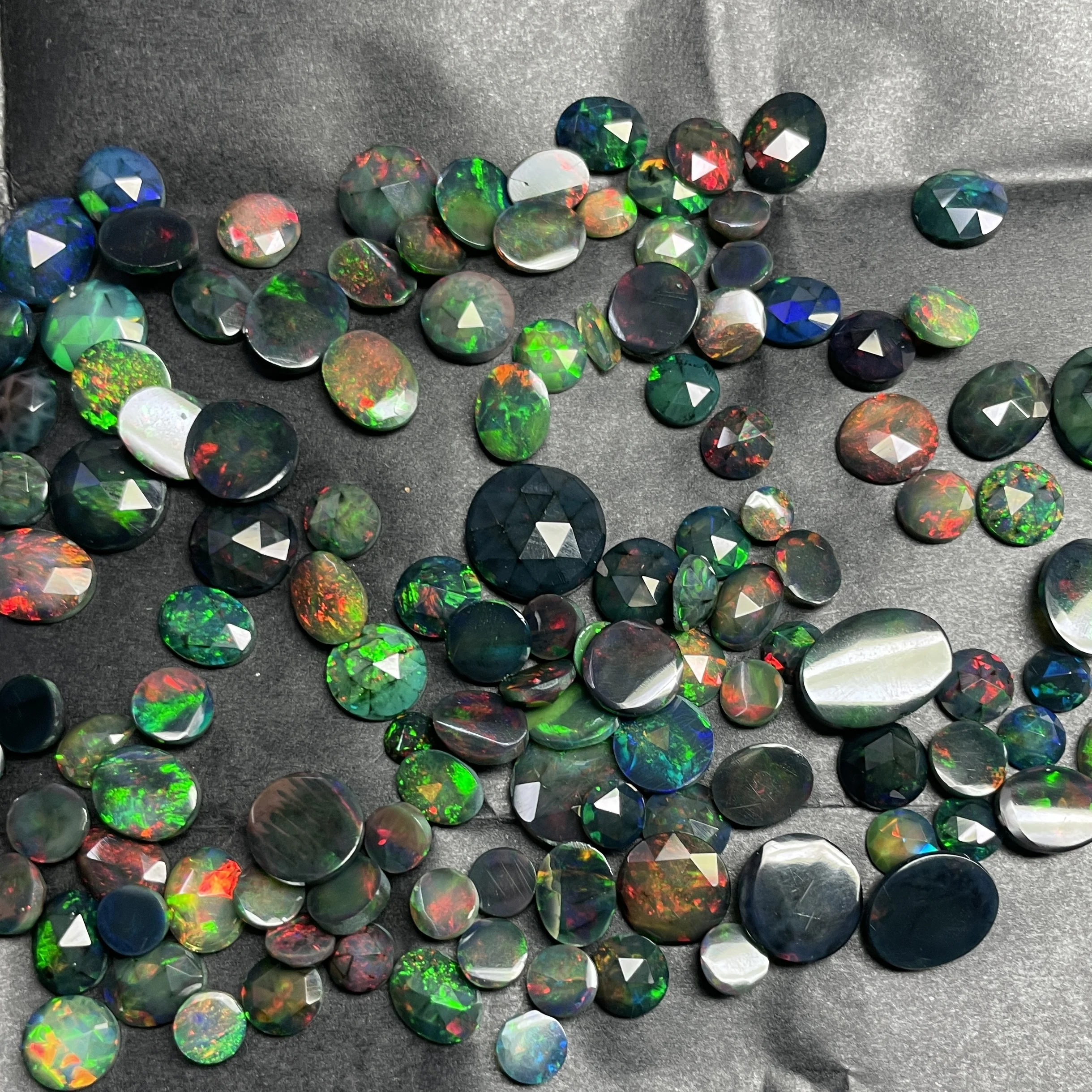 6mm 10mm 14mm Natural Black Ethiopian Opal Stones Slices Faceted Cut Loose Gemstone Shop Factory Price Polki Setting Jewelry AAA