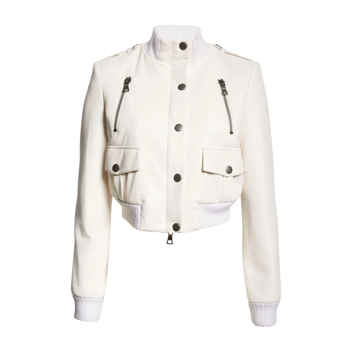 women wholesale leather jackets Smooth Silverton modern moto jacket completed by a cozy ribbed trim Mock neck