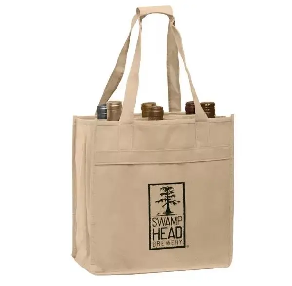 Multicolor Wine Tote Bag 4 To 6 Bottles Custom Logo Printed PP Non Woven Eco Friendly Reusable Material