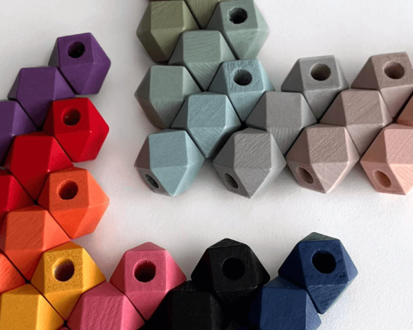 Multicolor Large Hole Beads for Macrame Mixed Pack craft  Custom Colored shaped sized Wooden Beads Made In India