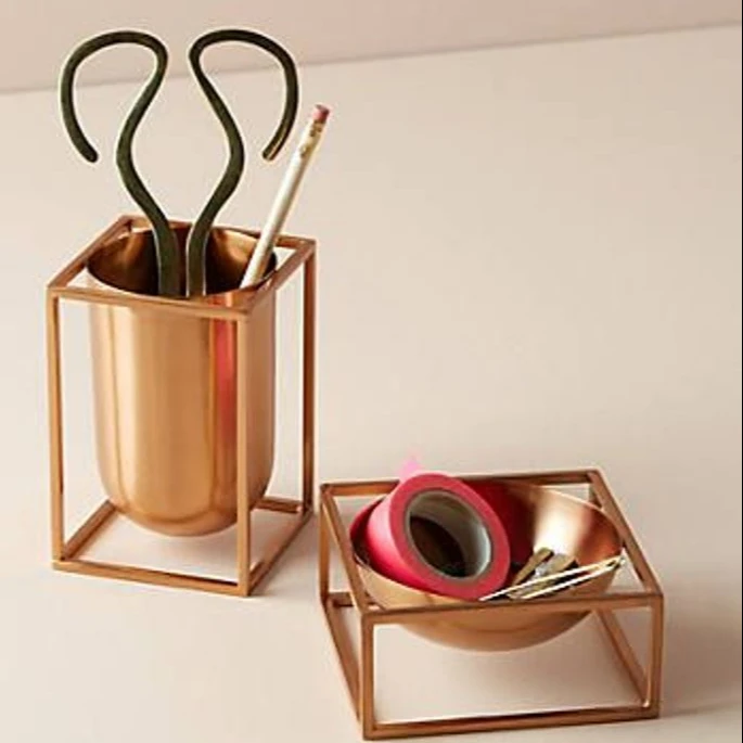Copper pen holder for office desk and school accessories for pens and pencil gift way item give this your teacher and colleague