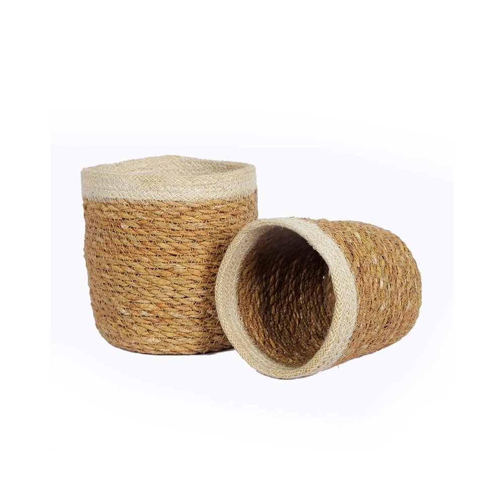 Hot Selling New Products Jute Canvas Handmade Foldable Dense Stitches Dirty Clothes Basket for Laundry Household