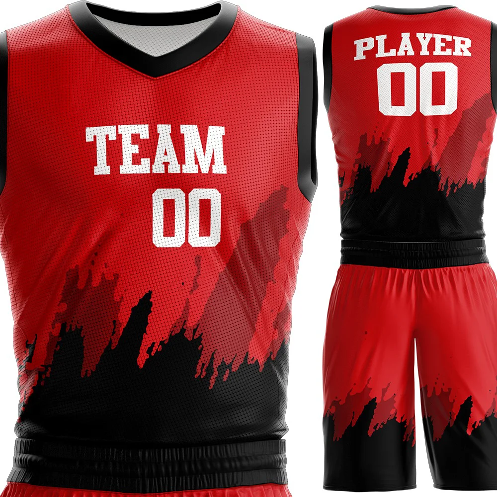 Custom royal Team Basketball Uniform 2 Pcs Breathable Mesh Fabric Wholesale Sublimation Printing Custom Reversible Basketball Un