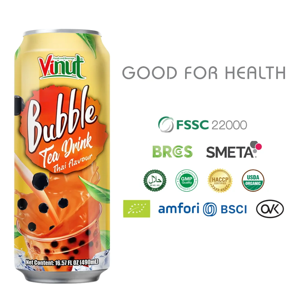 High Quality 490ml Can Thai  Bubble Milk Tea Drink (Tinned) Free Sample with Private Label OEM Brand Export in Vietnam