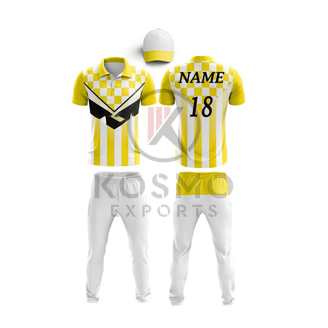 Quick Dry Sublimation Cricket Uniform Jersey Best Quality Cricket Kit Design Uniforms Customized Color