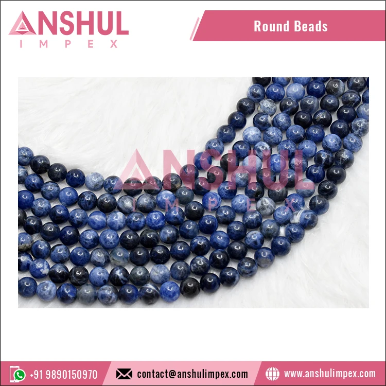 AAA Quality Natural Sodalite Gemstone 10mm Round Plain Loose Stone Beads Strands Beads at Bulk Market Price
