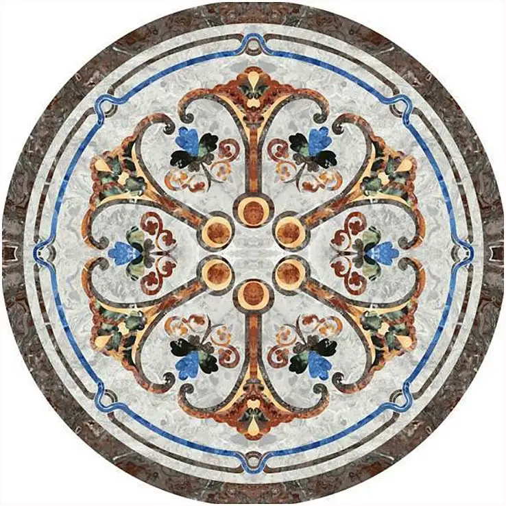 Handmade Italian Ceramic Mandala Marble Inlay Mosaic Art Luxury Hanging Plate for Wall & Home Flooring & Decor Glass Wholesale