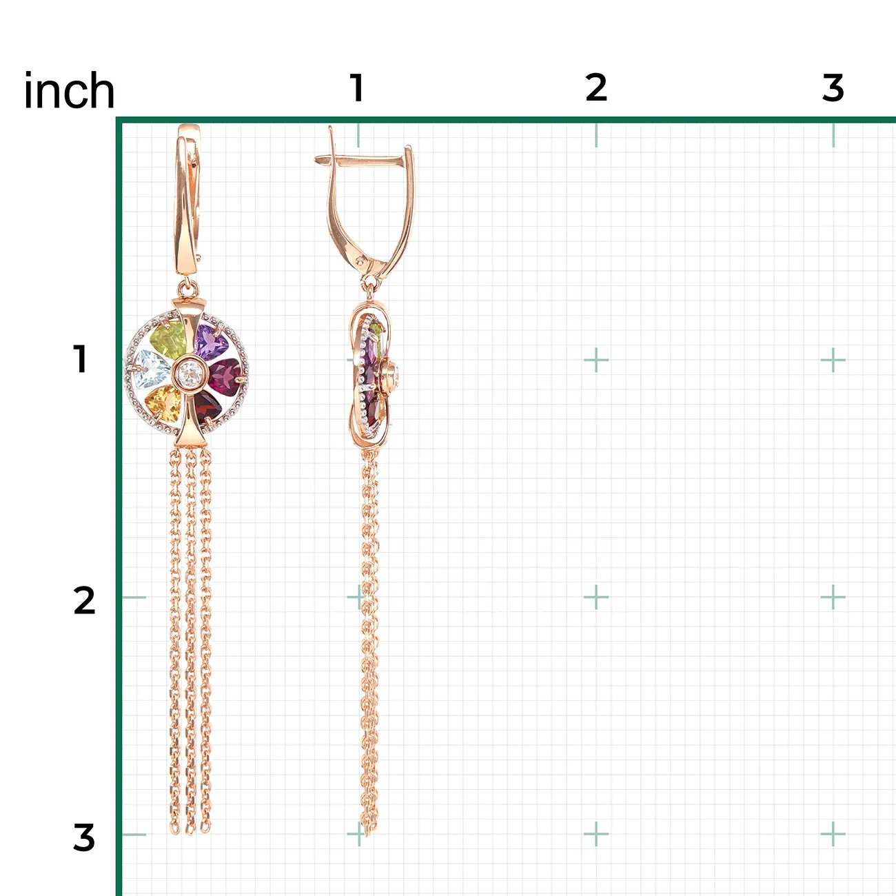 Romantic Earrings 14K Solid Rose Yellow Gold Topaz Amethyst Chrysolite Citrine ChromDiopside Garnet Smoky Quartz OEM ODM