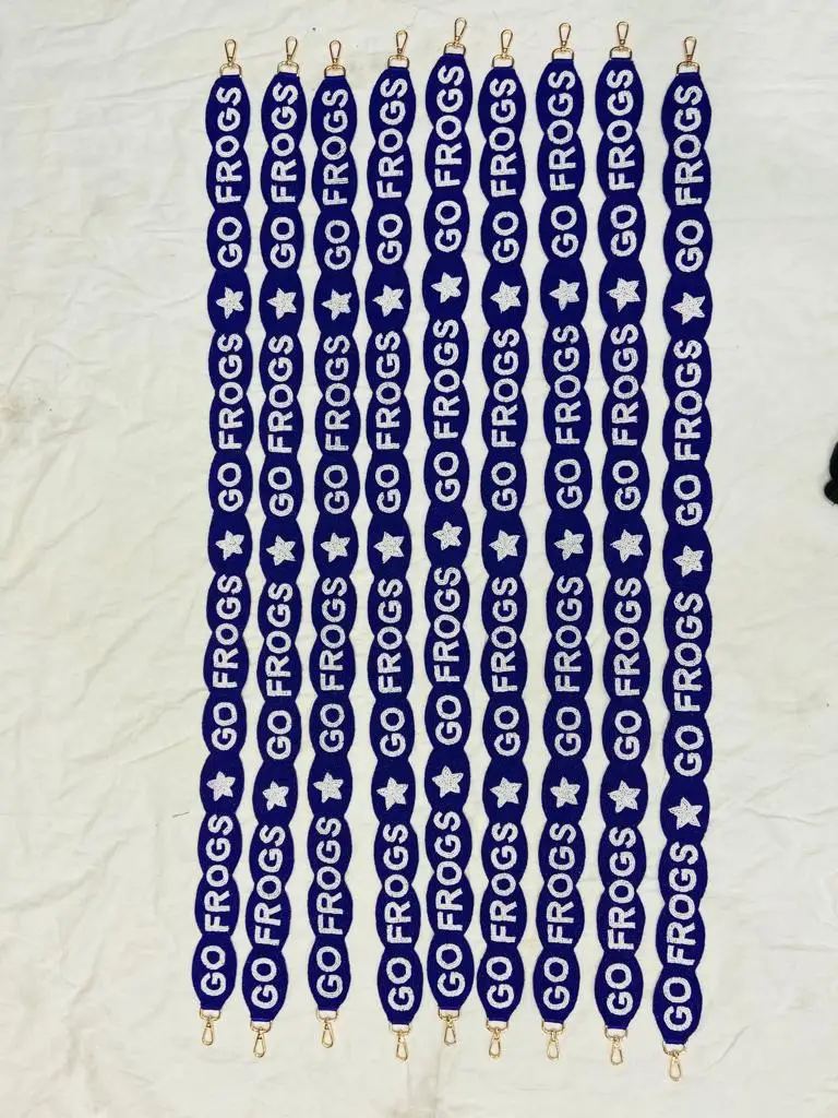 Handmade Seed Beaded Strap New Trendy XL Size Star Design with Single Embroidery Customized Sequin Bag Strap Beaded Belts