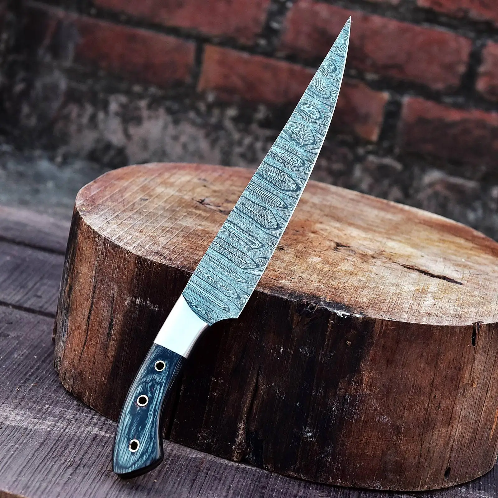 Custom Handmade Damascus Steel Blade  Chef Knife Kitchen Knife With Leather Sheath salt bae chef knife