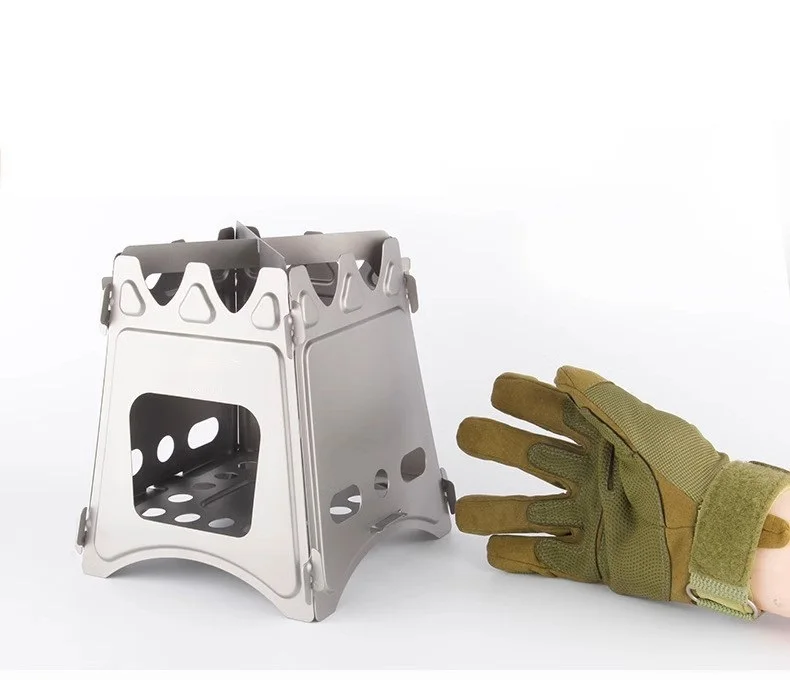 Portable Camping Wood with Stainless Steel Folding Lightweight Fire Stove For Outdoor Hiking Traveling BBQ metal sheet process