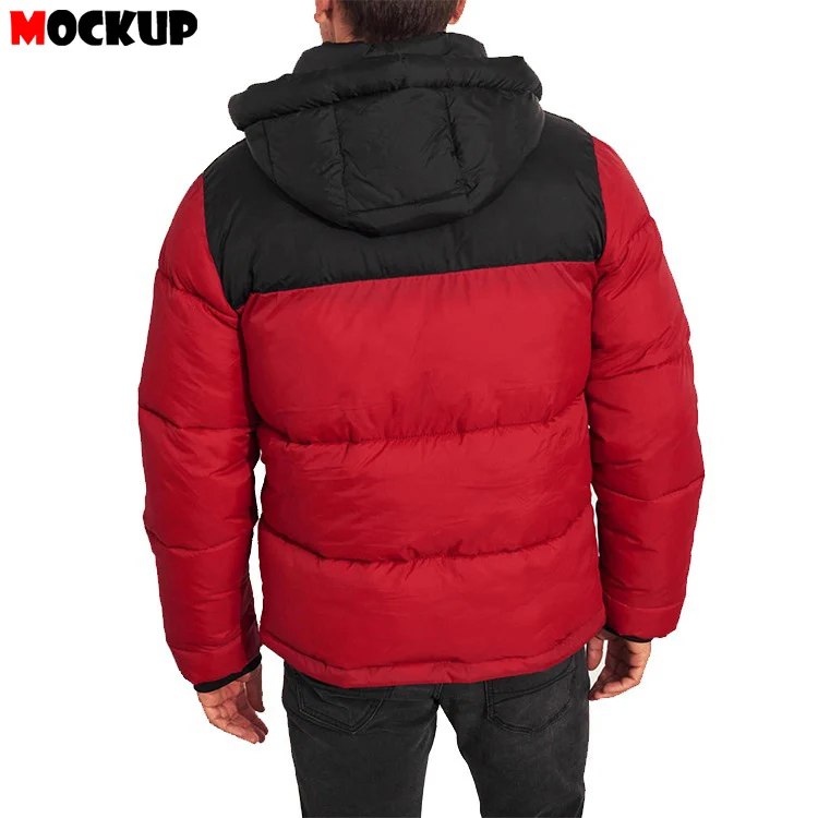 OEM custom high quality winter jacket color block zip fastening thick men bubble puffer jacket