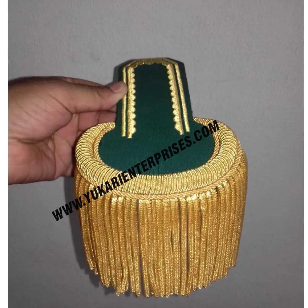 High Quality Bullion Shoulder Boards with Woolen Padded Board Customized Fashion Epaulettes with Gold Fringe