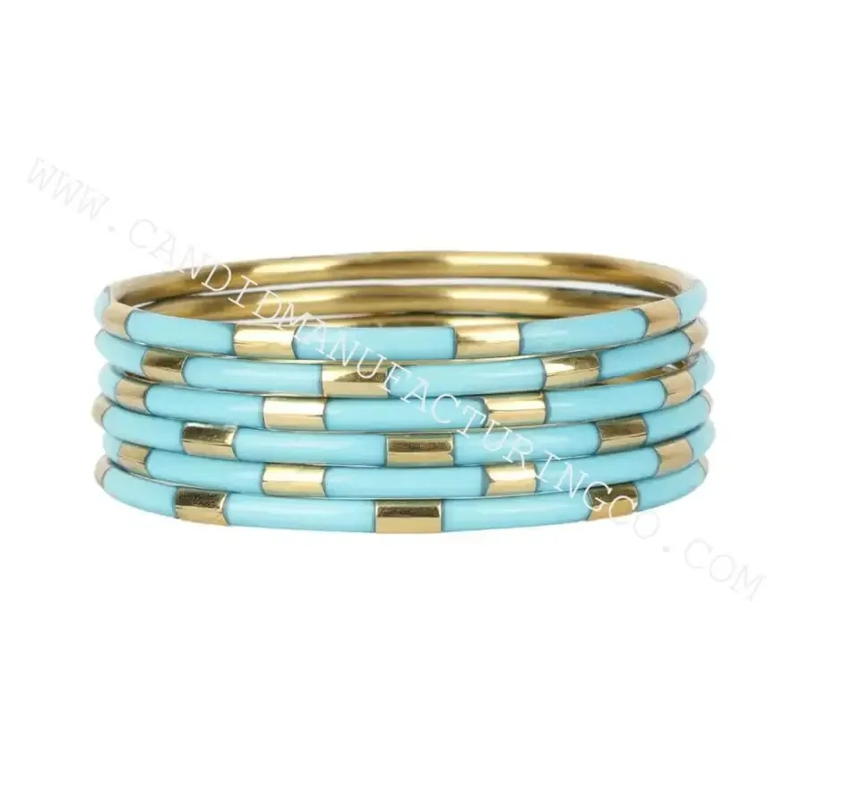 India fashion bangles Resin Beads with Metal Bangle Set Fashion jewelry & Accessories handmade Direct factory sale