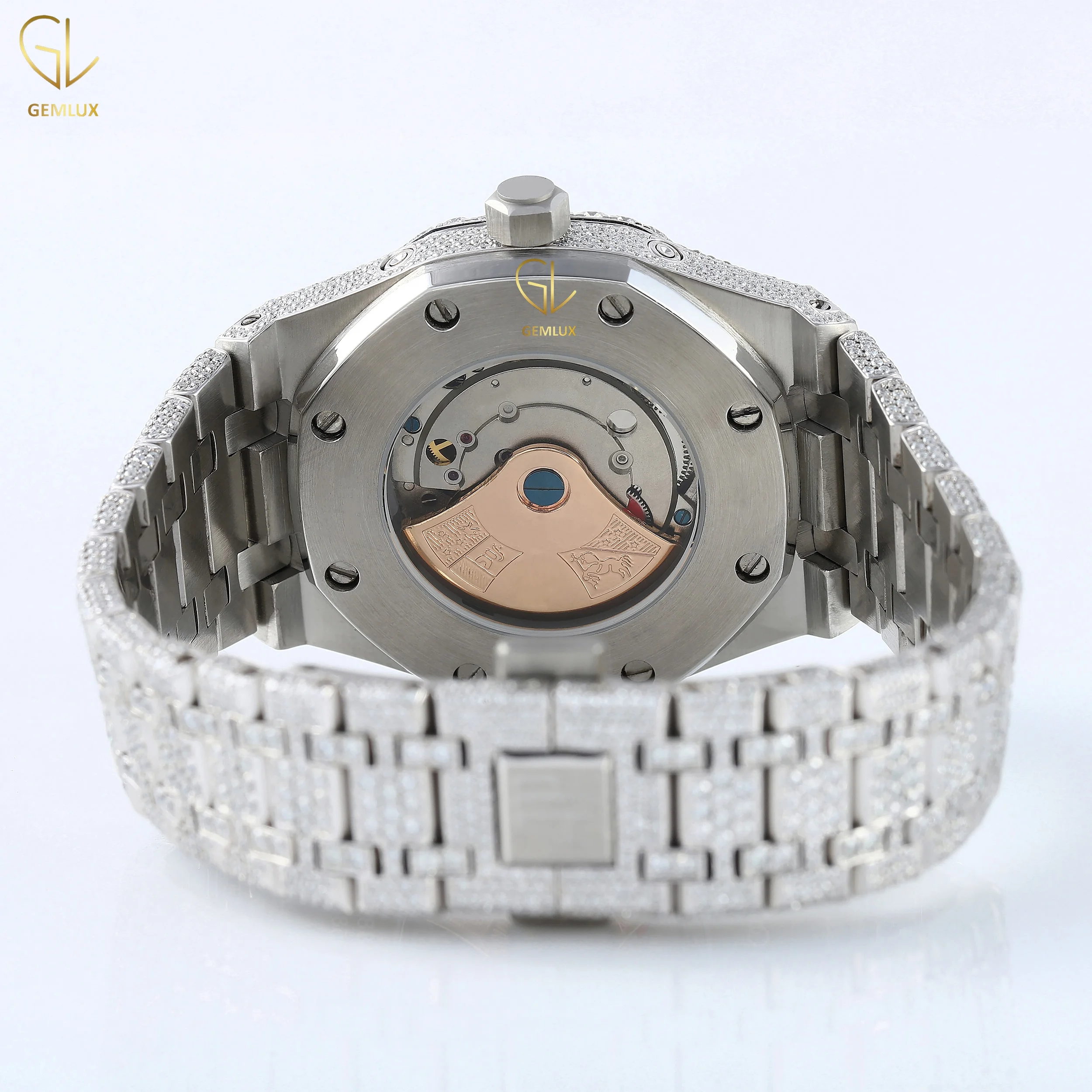D vvs round brilliant cut crystal charm fully iced out chronograf  New Trendy romal dial real Moissanite diamond jewelry watch