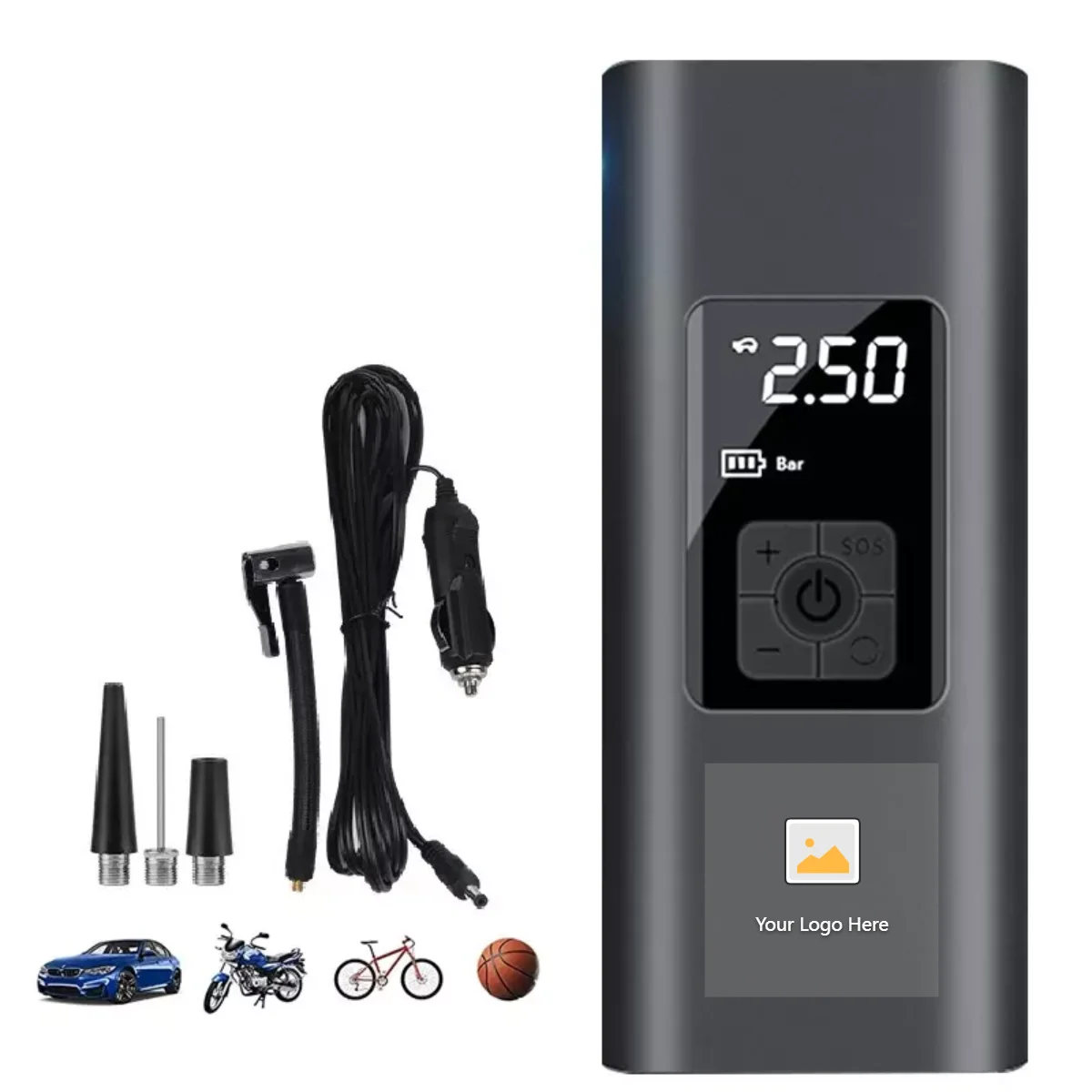 Высококачественный портативный беспроводной электрический воздушный компрессор насос для накачки шин со светодиодной подсветкой автомобилей велосипедов