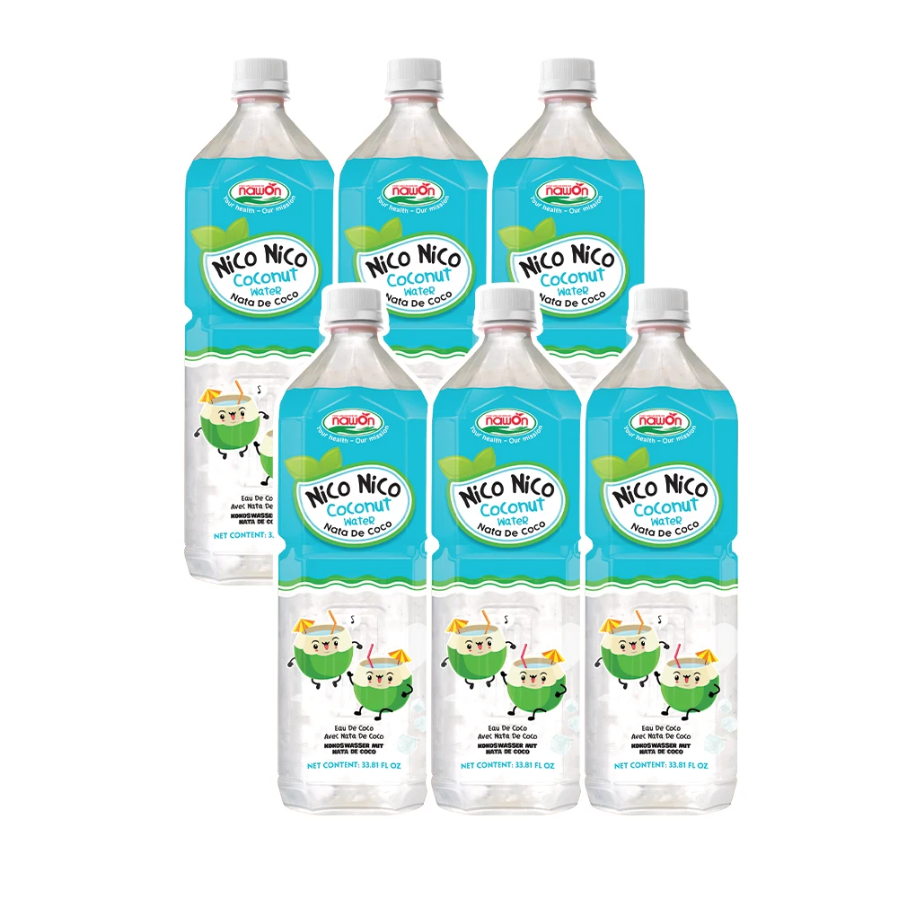 1L PET Bottle Coconut Juice Drink with Nata De Coco Wholesale HALAL Drinks Private Label Beverage Vietnam Manufacturer