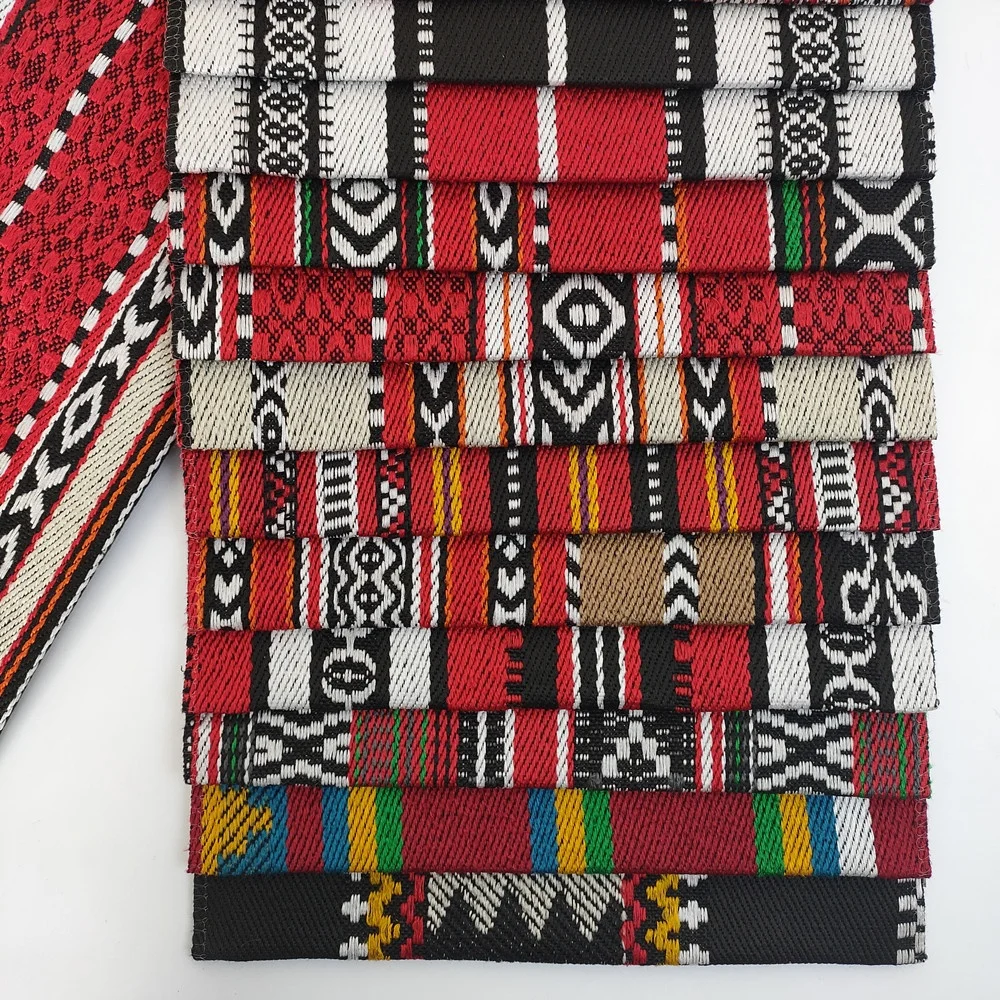 Hot selling modern ethnic characteristics 100% polyester arabic style jacquard sadu fabric for sofa furniture textile