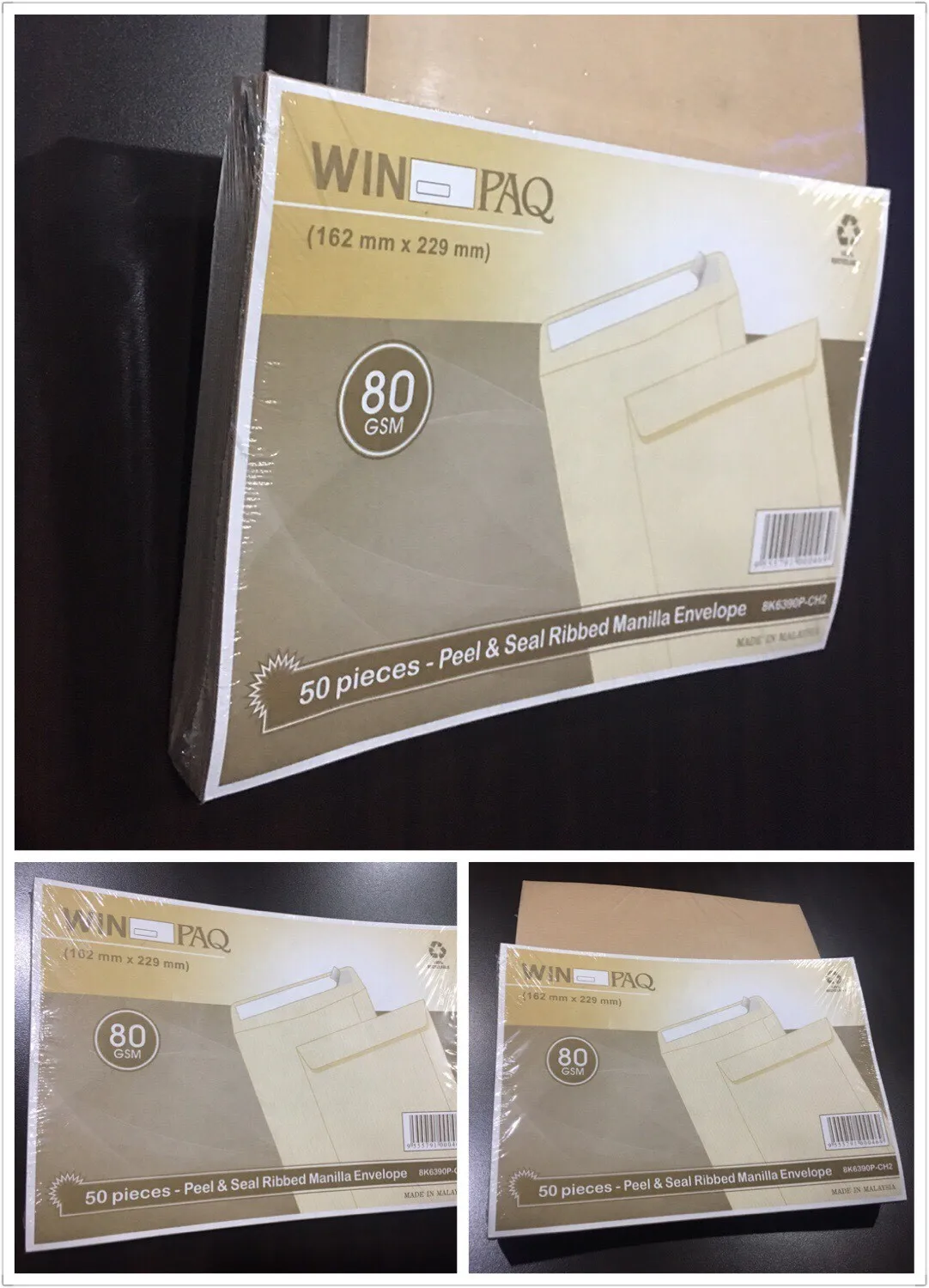 Ribbed Kraft C4 Envelopes 9 x 13 Inch with Peel and Seal White Brown Gold Color Office and School Supplies Paper Envelopes